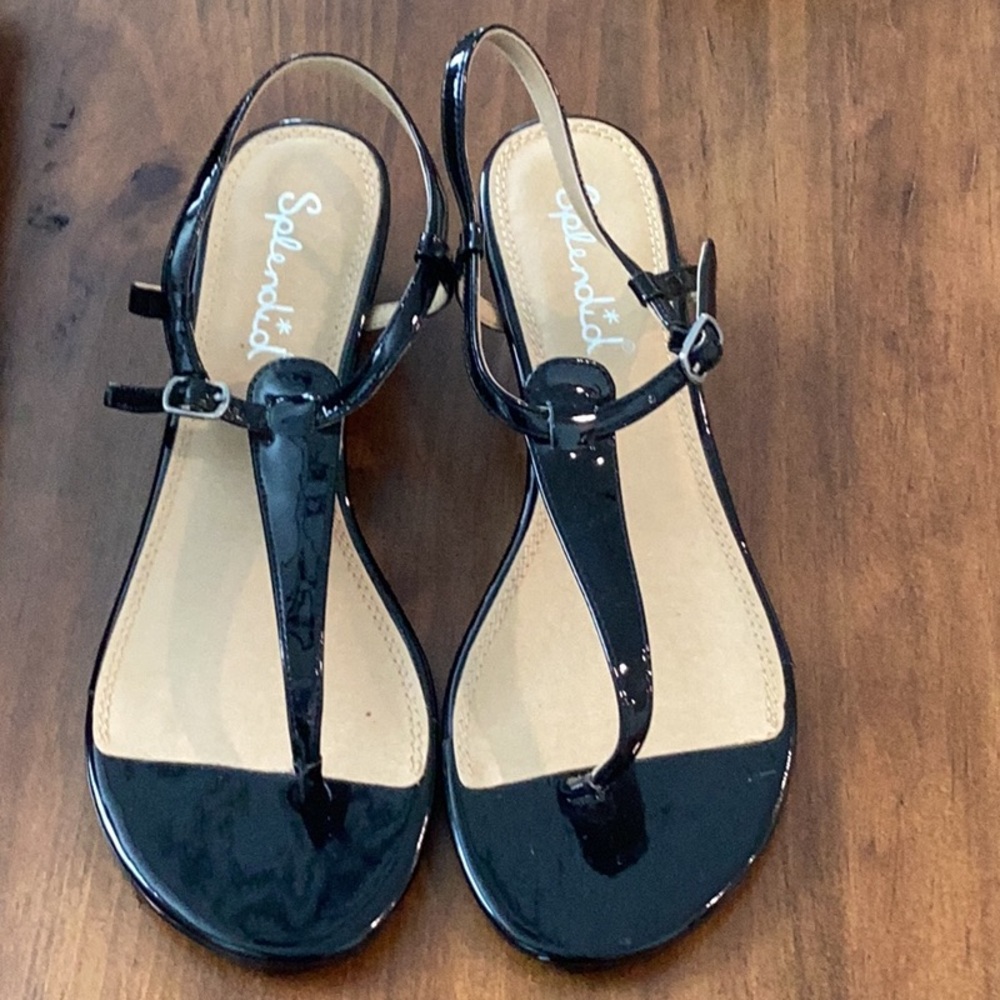 Splendid black patent leather sandals size 9